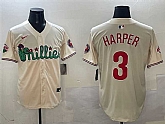 Men's Philadelphia Phillies #3 Bryce Harper Cream Phanatic Limited Stitched Jersey,baseball caps,new era cap wholesale,wholesale hats